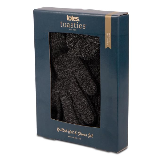 totes toasties® toasties Mens Hat & Glove Gift Set Black / Grey Extra Image 3